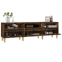 Maison Chic Meuble TV scandinave - Banc TV pour salon chêne fumé 150x30x44,5 cm bois d'ingénierie -MN48851 pas cher