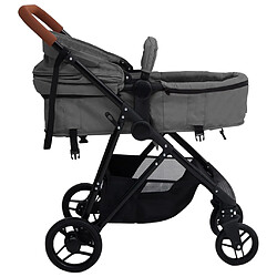 Acheter vidaXL Poussette pour bébé 2-en-1 Gris clair et noir Acier