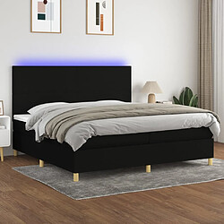 vidaXL Sommier à lattes de lit et matelas et LED Noir 200x200 cm Tissu