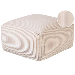 Beliani Pouf en velours côtelé beige 50 x 50 x 30 cm MUKKI