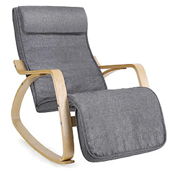 Helloshop26 Fauteuil à bascule rocking chair avec repose-pied réglable en 5 niveaux charge max 150 kg gris 12_0002789