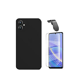 Jeu de films en verre trempé de la couverture 5D + Cas de silicone liquide + SuppOrt Magnétique L Voiture de conduite sécuritaire Phonecare pour Samsung Galaxy A05 - le noir