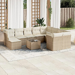 vidaXL Salon de jardin 11 pcs avec coussins beige résine tressée 