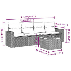 vidaXL Salon de jardin avec coussins 5 pcs beige résine tressée pas cher