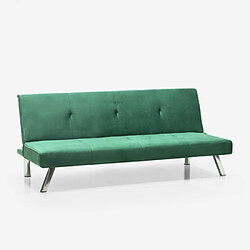 Modus Sofà Canapé convertible clic clac 2 places inclinable design velours tissu Probatus | Couleur: Vert foncé