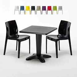 Grand Soleil Table et 2 chaises colorées polypropylen