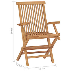 vidaXL Chaises pliables de jardin lot de 6 Bois de teck solide pas cher