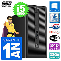 PC Tour HP EliteDesk 800 G2 Intel i5-6500 RAM 32Go SSD 240Go Windows 10 Wifi - Occasion