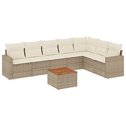 vidaXL Salon de jardin avec coussins 8 pcs beige résine tressée