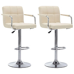 vidaXL Chaises de bar lot de 2 crème tissu 