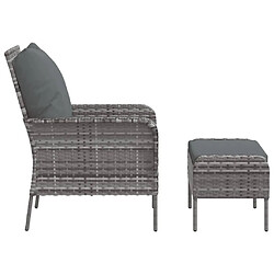 Avis vidaXL Chaise de jardin avec tabouret gris résine tressée