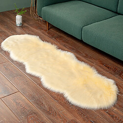 LUUCOZK Tapis moelleux en fausse fourrure Tapis à poils longs pour chambre à coucher SalonChambre-Beige-60x120cm