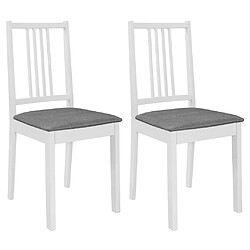 Decoshop26 Lot de 2 chaises de salle à manger cuisine à dîner avec coussins design classique bois solide blanc CDS021176