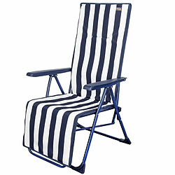 Chaise longue Aktive Blanc Blue marine Inclinable A rayures 147 x 70 x 48 cm (2 Unités)