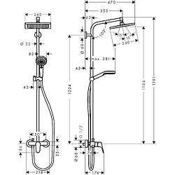 Hansgrohe Colonne de douche 240 1jet,Mitigeur mécanique chromé