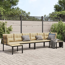 vidaXL Salon de jardin avec coussins 4 pcs noir acier enduit de poudre 