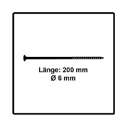 Fischer Power-Fast II FPF II Vis à bois aggloméré 6,0x200 mm, 50 pcs., tête fraisée, empreinte Torx, filetage partiel, zingué et passivé bleu ( 670696 ) 