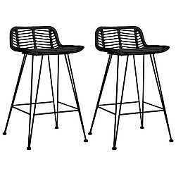 vidaXL Chaises de bar lot de 2 noir Rotin