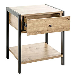 Pegane Console avec 1 tiroir en bois coloris chêne clair et métal coloris noir - longueur 48 x profondeur 43 x hauteur 60 cm pas cher