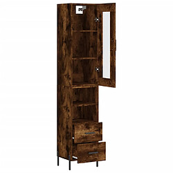 Avis vidaXL Buffet haut Chêne fumé 34,5x34x180 cm Bois d'ingénierie