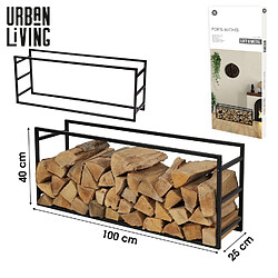 Urban Living Porte buches horizontal en métal - Noir