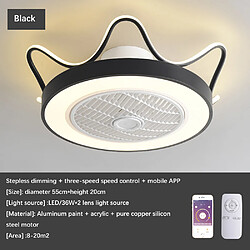 Universal Lampe ventilateur de chambre 55cm, 220 36W * 2 3 vitesses, maison moderne simple salon salle à manger lustre, noir