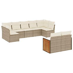 Maison Chic Salon de jardin avec coussins 9 pcs | Ensemble de Table et chaises | Mobilier d'Extérieur beige résine tressée -GKD53423