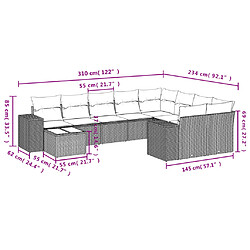 Acheter vidaXL Salon de jardin avec coussins 10 pcs gris clair résine tressée