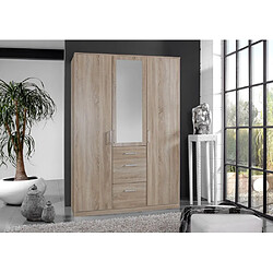 Avis Inside 75 Armoire LAVAL décor chêne 1 porte miroir 2 portes 3 tiroirs 2 tringles