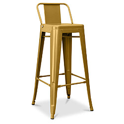 ICONIK INTERIOR Tabouret de bar avec petit dossier Stylix design industriel en Métal - 76 cm - Nouvelle édition Doré 