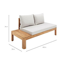 Banquette de jardin en bois dacacia FSC 2 personnes avec coussins - SANA