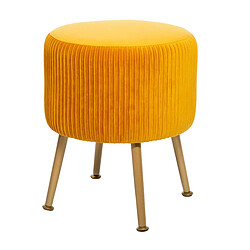 Tabouret en velours pliable coloris Ocre - D. 35 x H. 41 cm -PEGANE- 