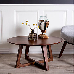 SELSEY Table de café - NODAS - Ø 75 cm - effet noyer