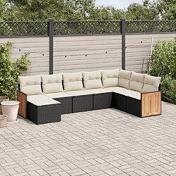 Maison Chic Ensemble Tables et chaises d'extérieur 8 pcs avec coussins,Salon de jardin noir résine tressée -GKD927010