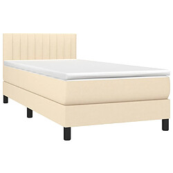 Avis Sommier à lattes LED,Cadre à lattes de lit avec matelas pour Adulte Crème 100x200 cm Tissu -MN73542