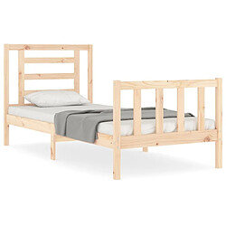 Maison Chic Cadre/structure de lit avec tête de lit pour adulte - Lit Moderne Chambre 90x200 cm bois massif -MN63328