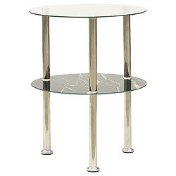 Maison Chic Table d'appoint | Table Basse 2 niveaux Transparent et noir 38cm Verre trempé -GKD62251