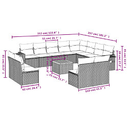 Acheter vidaXL Salon de jardin avec coussins 13 pcs gris résine tressée