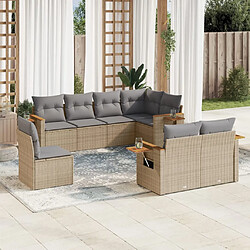 vidaXL Salon de jardin avec coussins 8 pcs beige résine tressée 