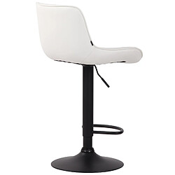 Decoshop26 Lot de 2 tabourets de bar chaises hautes en PVC blanc coutures verticales support en métal noir 10_0004282 pas cher