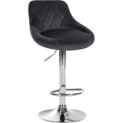 Decoshop26 Tabouret de bar en velours gris foncé coutures décoratives pivotant support métal chromé TDB10671 