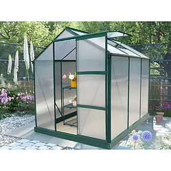 Vente-Unique Serre de Jardin en polycarbonate de 3,4 m² avec embase - Vert - GIARDINA