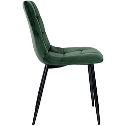 Decoshop26 Chaise de salle à manger x1 coutures forme carrées en velours vert pieds en métal noir 10_0001965