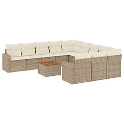 Maison Chic Salon de jardin avec coussins 12 pcs | Ensemble de Table et chaises | Mobilier d'Extérieur beige résine tressée -GKD29964