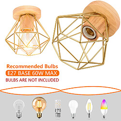 Avis Stoex Lampe de Plafond Moderne Plafonnier Cage en Métal Luminaire Plafonnier Rétro Intérieur Or Pour Couloir Bar Club