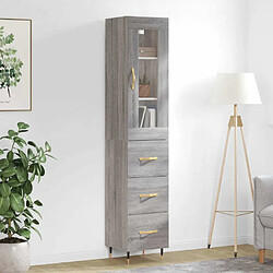 Maison Chic Buffet,Meuble de Rangement,commode pour salon,Cuisine Sonoma gris 34,5x34x180 cm Bois d'ingénierie -MN52501