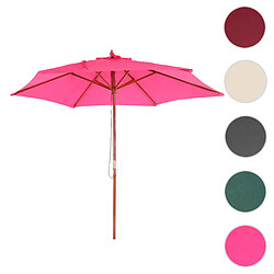 Mendler Parasol Florida, parasol de jardin parasol de marché, Ø 3m polyester/bois ~ rose