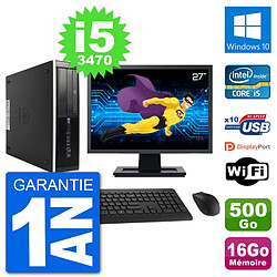 PC HP 8300 SFF Ecran 27" Intel i5-3470 RAM 16Go Disque 500Go Windows 10 Wifi - Occasion