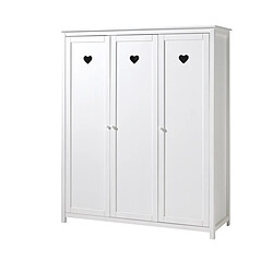 Mes Armoire 3 portes 159x57x190,5 cm en pin blanc - AMORENA