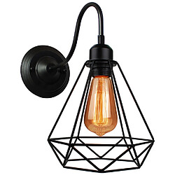 Stoex Appliques Murales Vintage Industrielle Diamant Cage en Métal Noir Plafonnier Luminaire Rétro Applique Intérieure Décoration pour Salon Cuisine Couloir Chambre Café Bar 